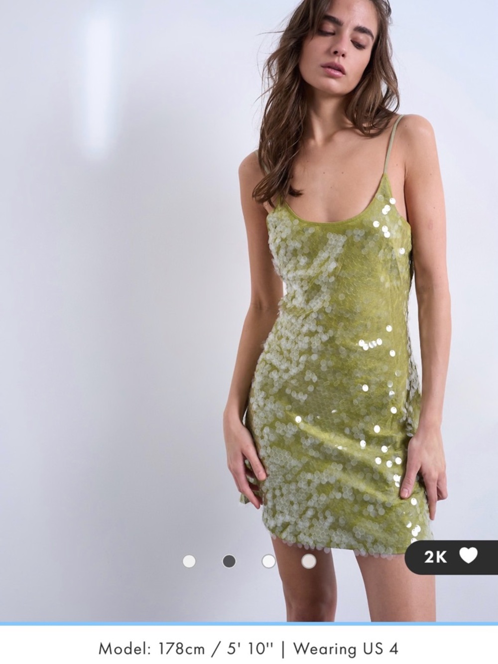 Topshop scoop neck mini sequin dress in avocado